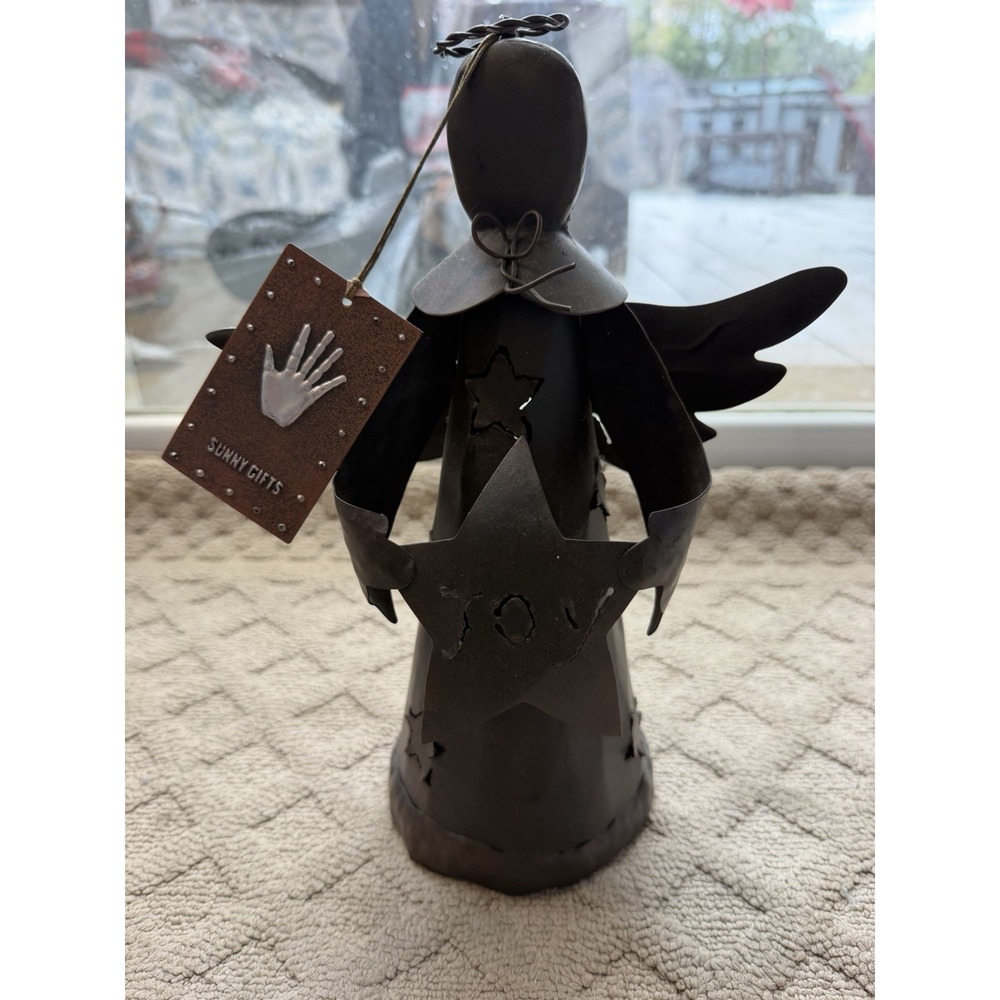 Angel Rustic Candle Holder Metal